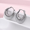 Brass Clear Cubic Zirconia Hoop Earrings EJEW-R025-36P-5