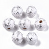 Spray Painted Natural Wooden Beads WOOD-R270-03A-1