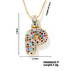 Brass Pave Colorful Cubic Zirconia Letter Pendant Box Chain Necklaces NU0575-16-1