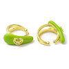 Cubic Zirconia Teardrop with Heart Cuff Earrings with Enamel EJEW-G348-02G-2