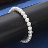 Shell Pearl Beaded Slider Bracelet with Brass Snake Chain BJEW-B066-01B-01-5