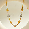 Two Tone 304 Stainless Steel Rose Flower Link Chain Necklaces for Women FS-WGCC2B1-01-5