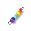 Chakra Glass Seed Beaded Connector Charms PALLOY-JF02530-01-3