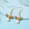 Angel Antique Golden Alloy & Resin Dangle Earrings EJEW-JE05686-06-2