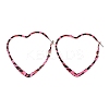 Hollow Heart with Leopard Print Alloy Hoop Earrings EJEW-Z112-01P-2