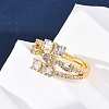 Brass Micro Pave Clear Cubic Zirconia Finger Rings for Women RJEW-U047-03G-3