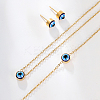 Evil Eye Stainless Steel Stud Earring & Bracelets & Necklaces Set LY5157-2-4