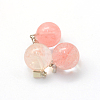 Round Dyed Cherry Quartz Glass Pendants G-Q434-06-2