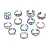 Ion Plating(IP) Adjustable 304 Stainless Steel Cuff Ring RJEW-MSMC002-14-1