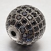 CZ Brass Micro Pave Cubic Zirconia Round Beads ZIRC-L017-10mm-06B-2