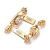 Brass Micro Pave Clear Cubic Zirconia Fold Over Clasps KK-B110-04G-2