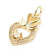 Brass Micro Pave Clear Cubic Zirconia Pendants X-ZIRC-P094-07G-RS-2