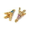 Brass Micro Pave Cubic Zirconia with Synthetic Opal Pendants KK-K356-18G-2