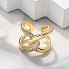 Brass Micro Pave Clear Cubic Zirconia Cuff Rings RJEW-C120-23G-2