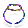 304 Stainless Steel Hollow Heart Cuff Rings RJEW-N038-122M-4