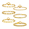 6Pcs 6 Styles Stainless Steel Chain Bracelets Kits BJEW-PH0004-47-6