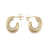 Brass Micro Pave Clear Cubic Zirconia Stud Earrings for Women EJEW-U056-04B-G-4