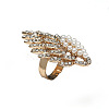 Oval Plastic Imitation Pearl & Rhinestones Finger Rings ZZ6722-4