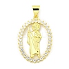 Rack Plating Brass Micro Pave Clear Cubic Zirconia Pendants KK-B091-21G-05-1
