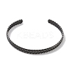 316 Surgical Stainless Steel Leaf Open Cuff Bangles for Women BJEW-P319-03B-AS-2