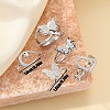 Stainless Steel Polymer Clay Rhinestone Cuff Rings/Finger Rings Sets FS-WG0D843-02-4