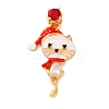 Christmas Theme Brass Micro Pave Cubic Zirconia Pendants KK-C076-27G-02-1