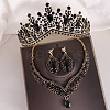 Teardrop Alloy Rhinestone Pendant Necklaces & Stud Dangle Earrings & Crown Hair Band Sets FS-WGCA643-03-1