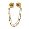 304 Stainless Steel & Dyed Stone Round Hanging Chain Brooch JEWB-S021-01G-02-2