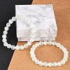 Dyed Natural Selenite Round Beaded Stretch Bracelets for Women G-U005-02J-2