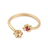 Flower Brass Micro Pave Cubic Zirconia Cup Peg Ring Settings for Half-drilled Beads KK-NH0009-01G-2