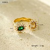 304 Stainless Steel Micro Pave Cubic Zirconia Open Cuff Rings for Women RJEW-S415-03G-02-1