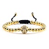 Adjustable Sweet and Cool Couples Brass Micro Pave Cubic Zirconia Leopard Braided Bead Bracelets for Women LS-LY5940-3-1