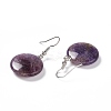 Natural Amethyst Flat Round Dangle Earrings EJEW-D188-03P-06-3