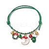 2Pcs Christmas Wreath & Moon Alloy Enamel Charm Bracelets BJEW-JB10836-02-S-1