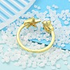 304 Stainless Steel Open Cuff Finger Rings for Women RJEW-B109-07G-02-3