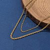 304 Stainless Steel Rope Chain Double Layered Necklaces for Women NJEW-U050-02A-G-3