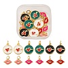 12Pcs 6 Style Golden Plated Brass with Jump Rings Enamel Pendants KK-LS0001-35-1