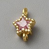 Light Gold Plated Brass Pave Cubic Zirconia Connector Charms KK-CJC0001-43KCG-06-1