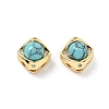 Brass Pave Synthetic Turquoise Rhombus Multi-Strand Links KK-B129-26B-01G-1
