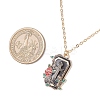 Halloween Alloy Black and Red Enamel Rose Cross Coffin Shaped Pendant Brass Cable Chain Necklaces NJEW-JN05367-3