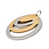 Oval 304 Stainless Steel Pendants STAS-M121-01PG-2