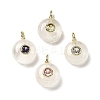 Natural Quartz Crystal Round Pendants G-H318-01G-A-06-1