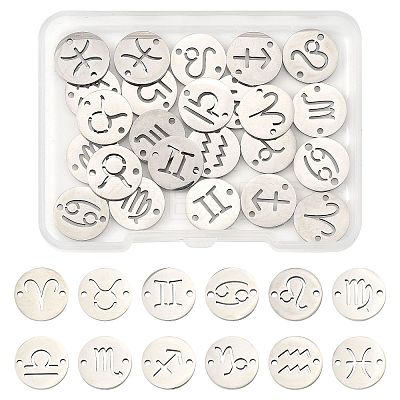 24Pcs 12 Styles 201 Stainless Steel Links/Connectors STAS-FS0001-98-1
