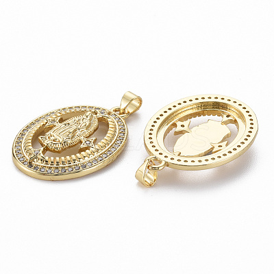 Brass Micro Pave Clear Cubic Zirconia Pendants ZIRC-Q200-048-NF-1