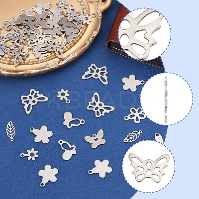 60Pcs 10 Styles 201 & 304 Stainless Steel Charms STAS-FS0001-88-1