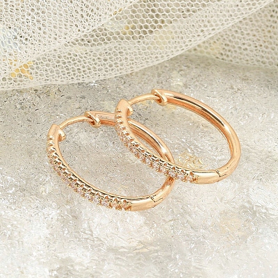 Rack Plating Brass Clear Cubic Zirconia Hoop Earrings EJEW-M090-01G-01-1