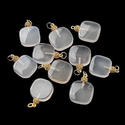 Natural White Agate Pendants G-R489-05G-1