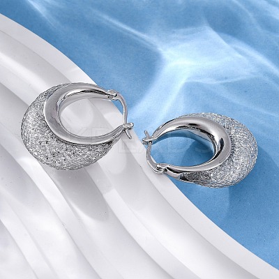Brass Clear Cubic Zirconia Hoop Earrings EJEW-R025-36P-1