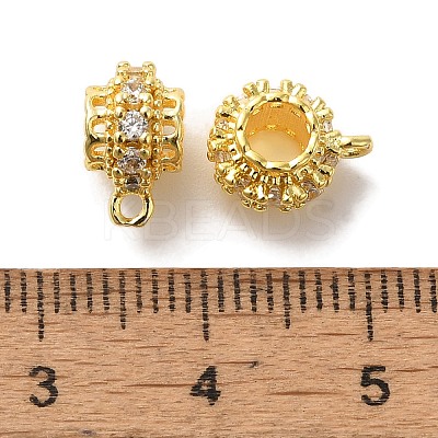 Column Brass Micro Pave Cubic Zirconia Tube Bails KK-C072-05D-G-1
