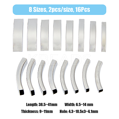 16pcs 8 styles 201 Stainless Steel Slide Charms STAS-BC0003-69-1
